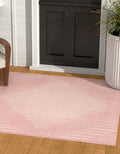 Unique Loom Outdoor Modern Collection Area Rug - Tambor (5' 3' Square, Pink/ Ivory)