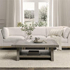 Kosas Home Stonebridge 50" Square Wood Coffee Table in Antique Gray