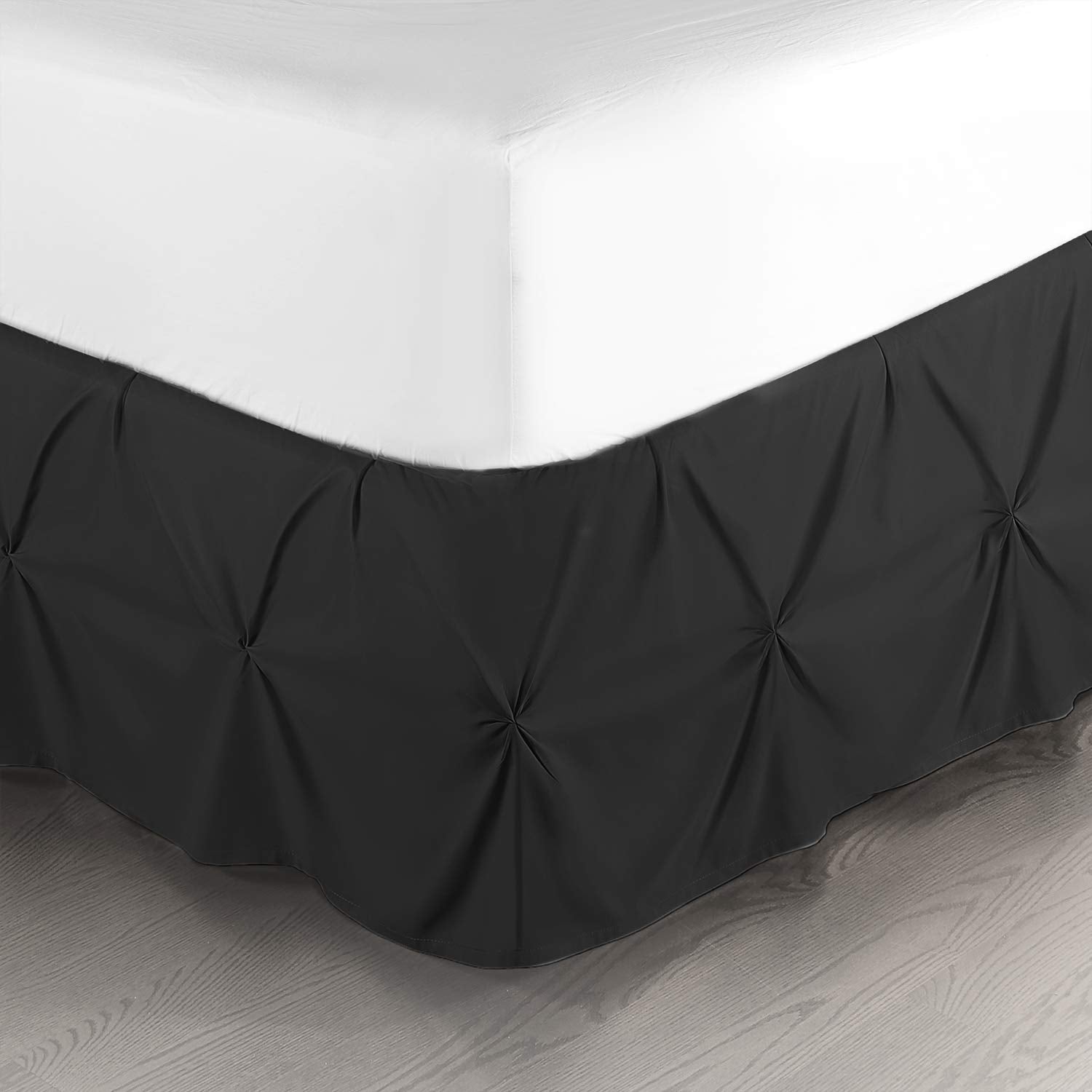 Nestl Black Bed Skirt Full Size, Pinch Pleat Full Bed Skirt, 14 ' Inch Drop Full Bedskirt, Hotel Quality Black Bed Skirts, Prem