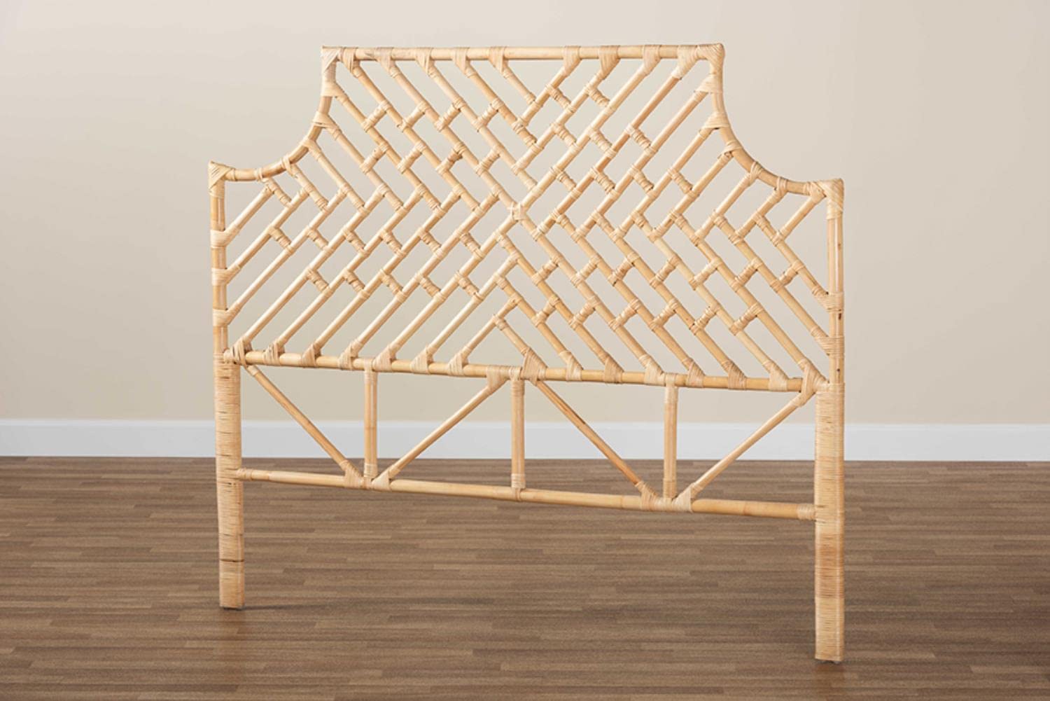 Baxton Studio Jayliah Modern Brown Rattan Queen Size Standalone Headboard
