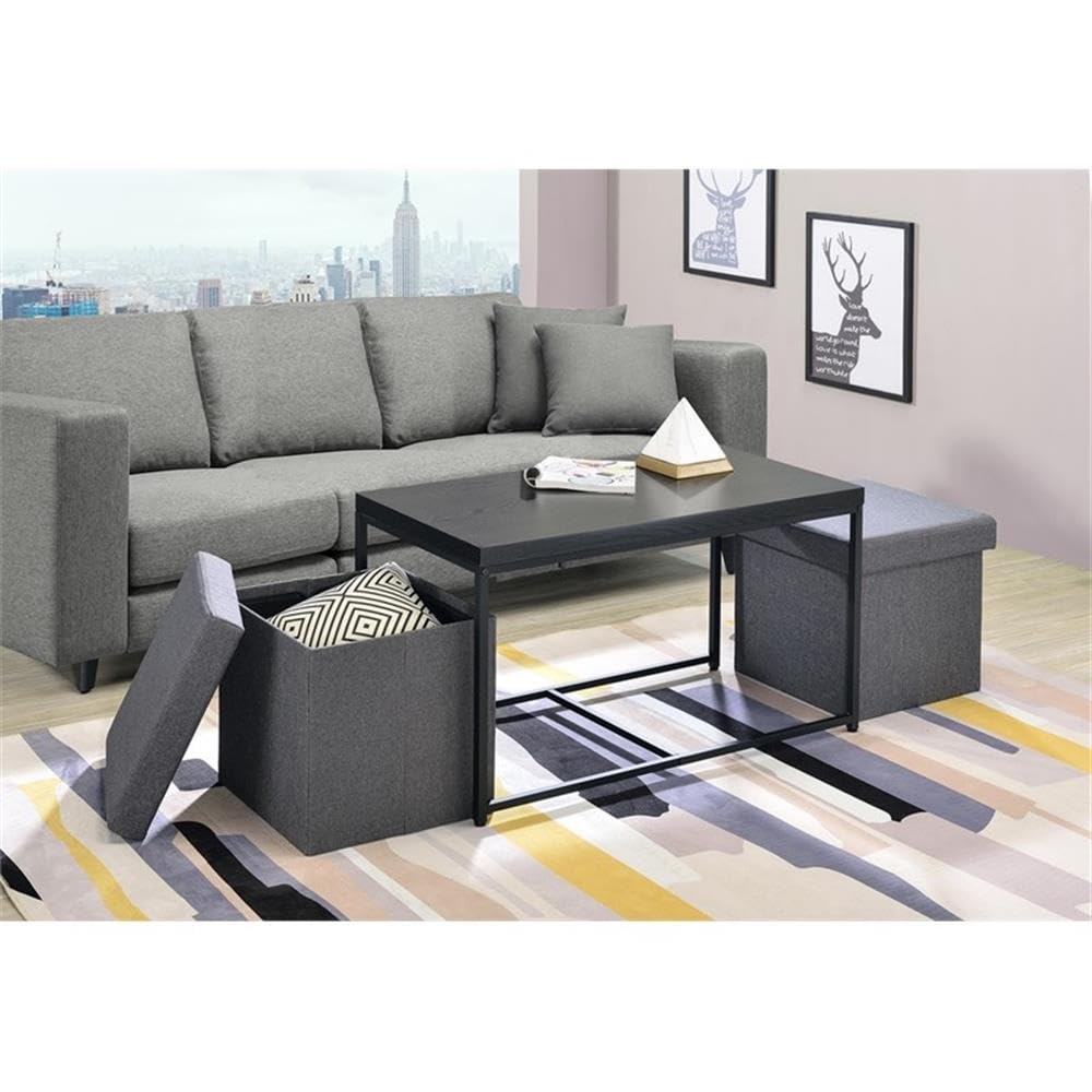 Lilola Home Murph Black Wood Grain 3 Piece Coffee Table Set