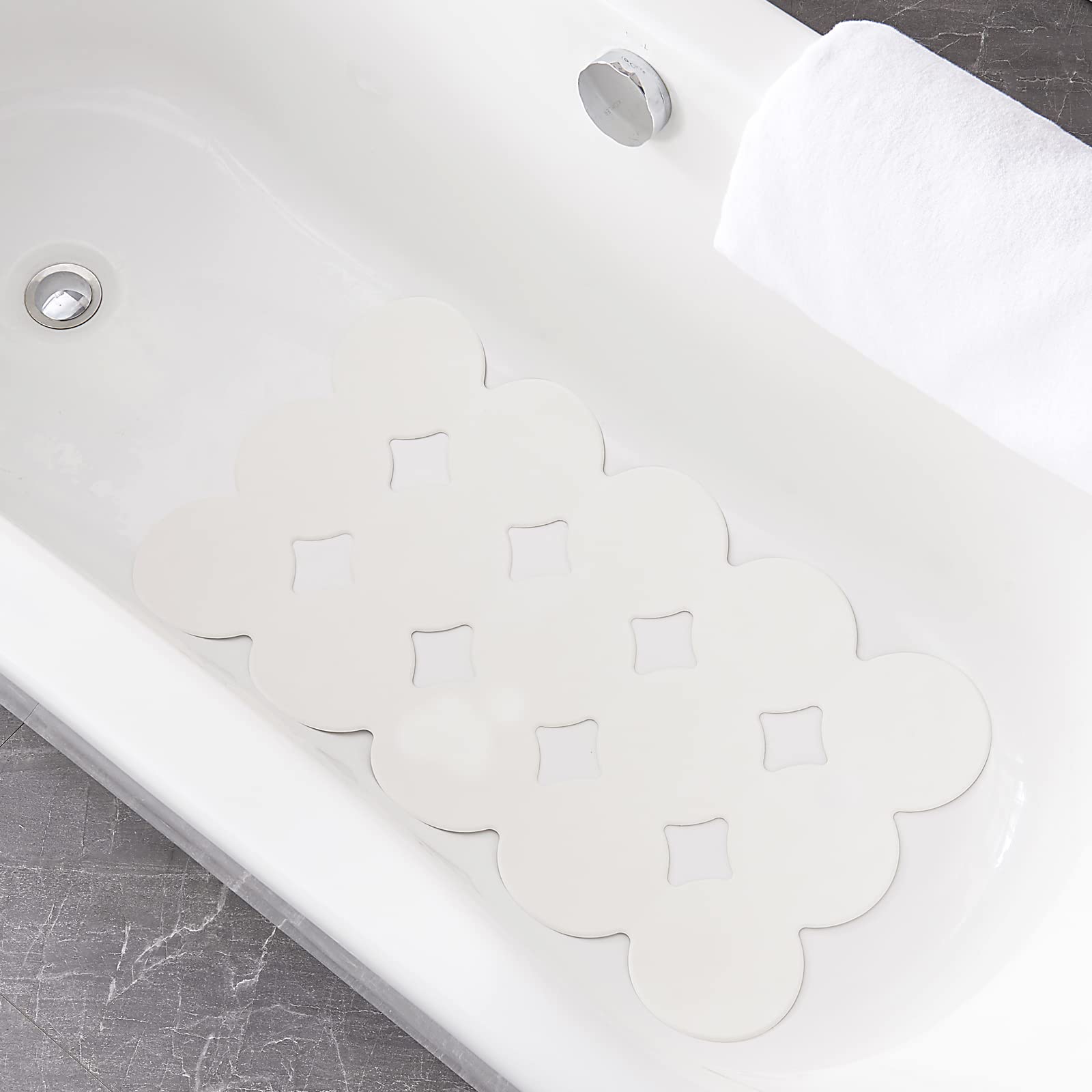 Webos Patented Non Slip Bathtub Mat Shower Bath Mats with Strong Suction Cups Superior Grip&Drainage Soft Heavy Duty Natural Rub