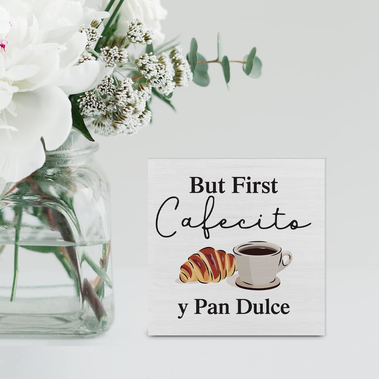 Country But First Cafecito Y Pan Dulce Wood Box Sign Decor Desk Sign Coffee Bar Wooden Box Block Sign Rustic Home Kitchen Shelf