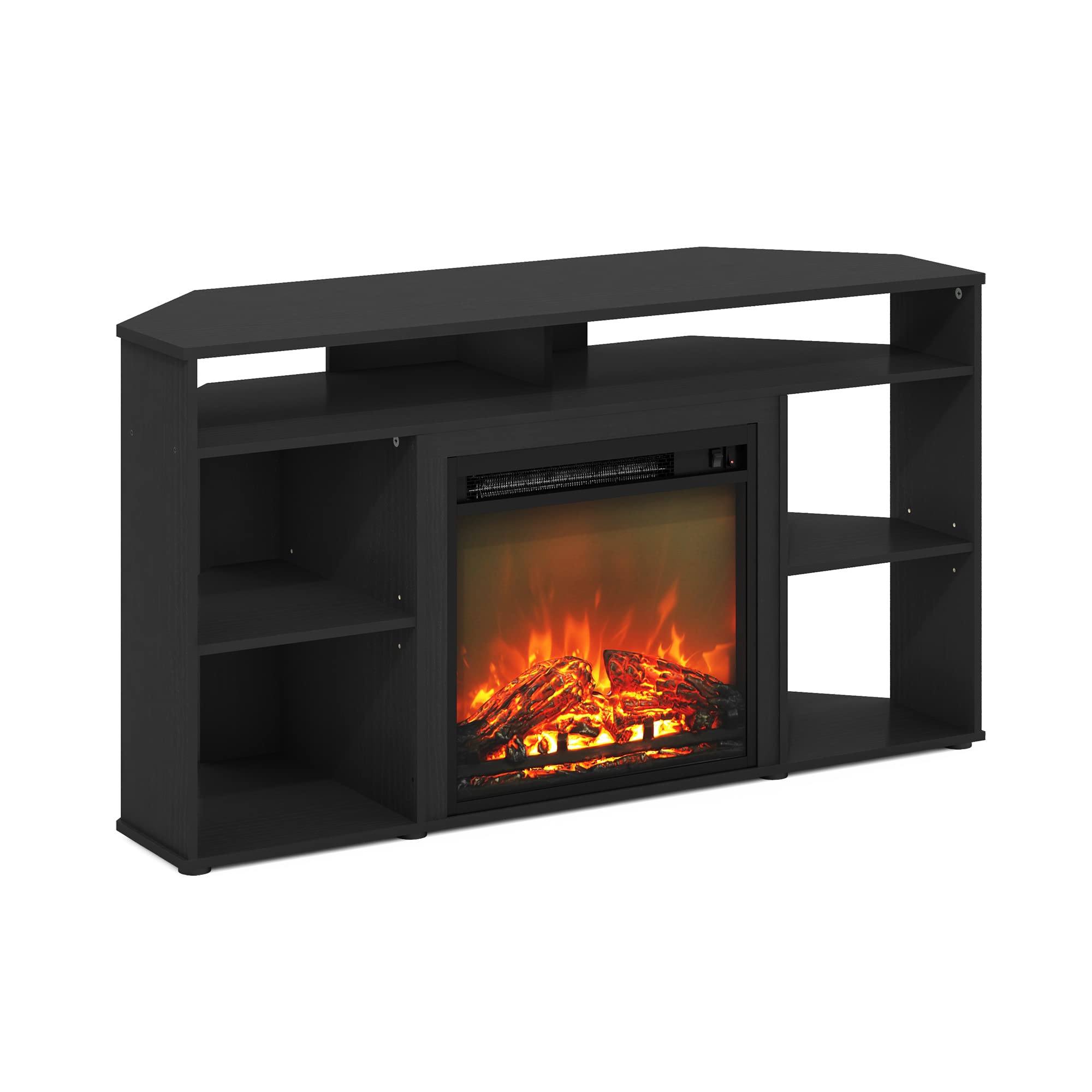 Furinno Jensen Corner TV Stand with Fireplace - Thumbnail 3