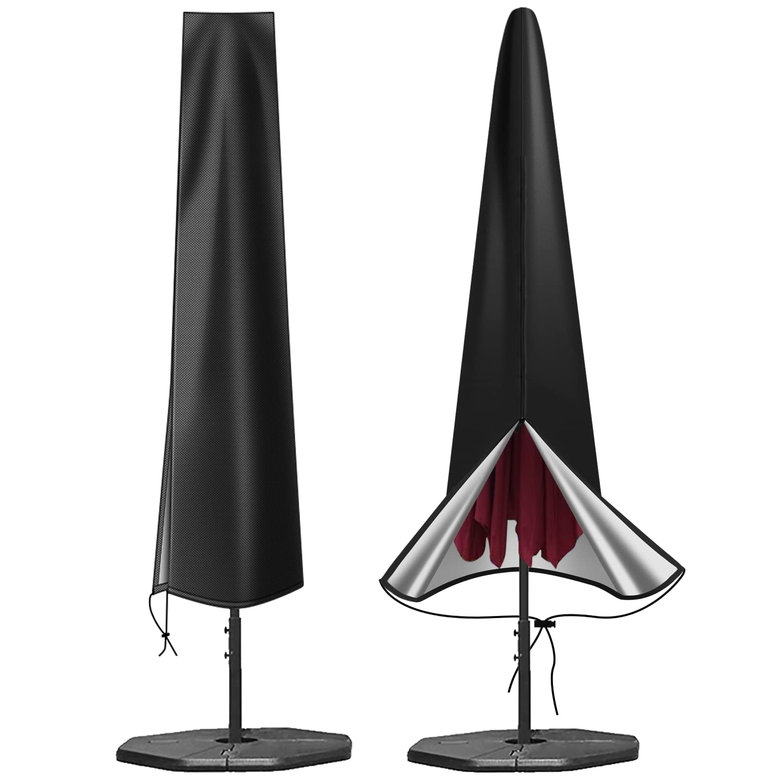 Okpow Umbrella Cover 420D Oxford Fabric Patio Umbrella Covers Waterproof With Zip, For 9Ft To 12Ft Garden Outdoor Umbrella (Blac