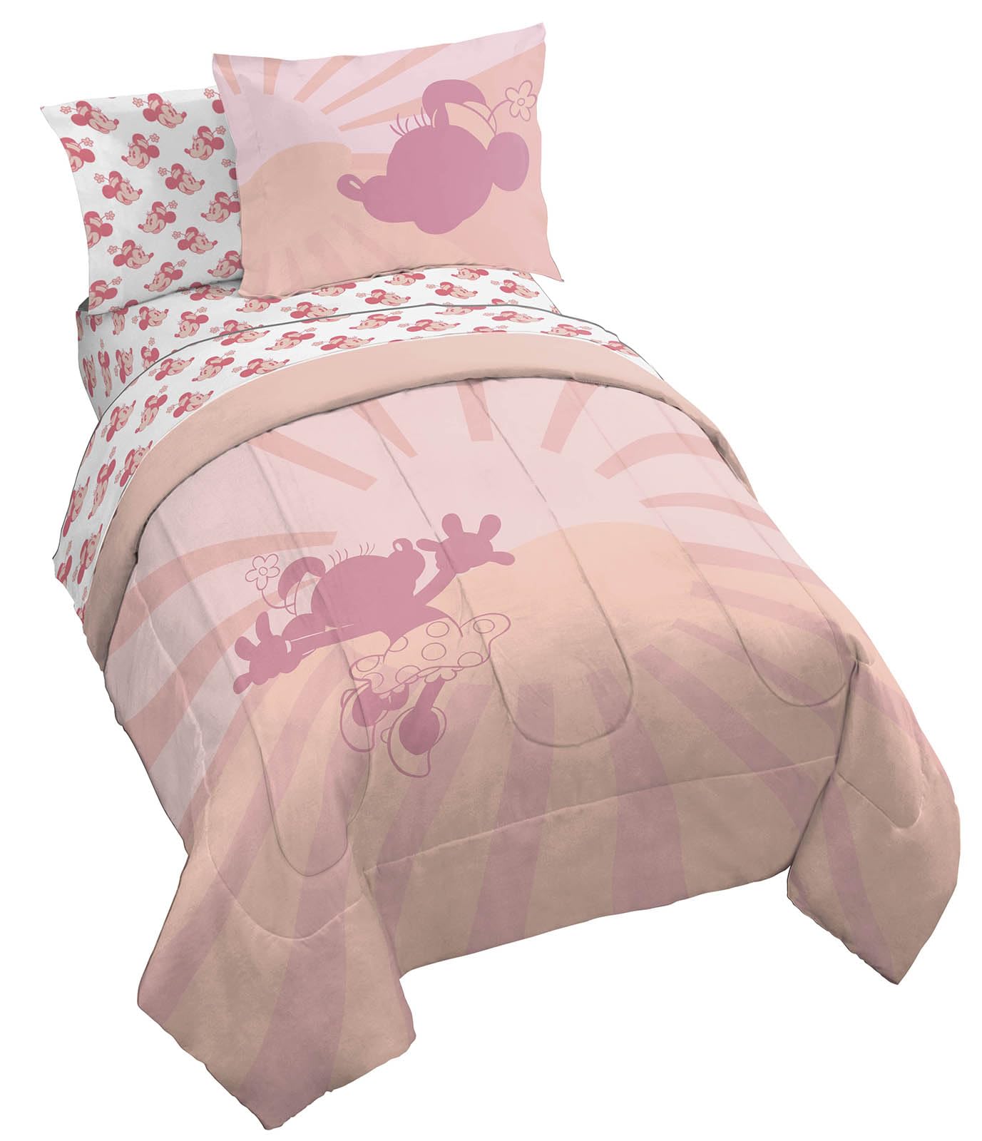 Jay Franco Disney Minnie Mouse Twin Size Comforter Set - 5 Piece Bedding Includes Sheet Set & Pillow Covers - Super Soft Cozy Pi