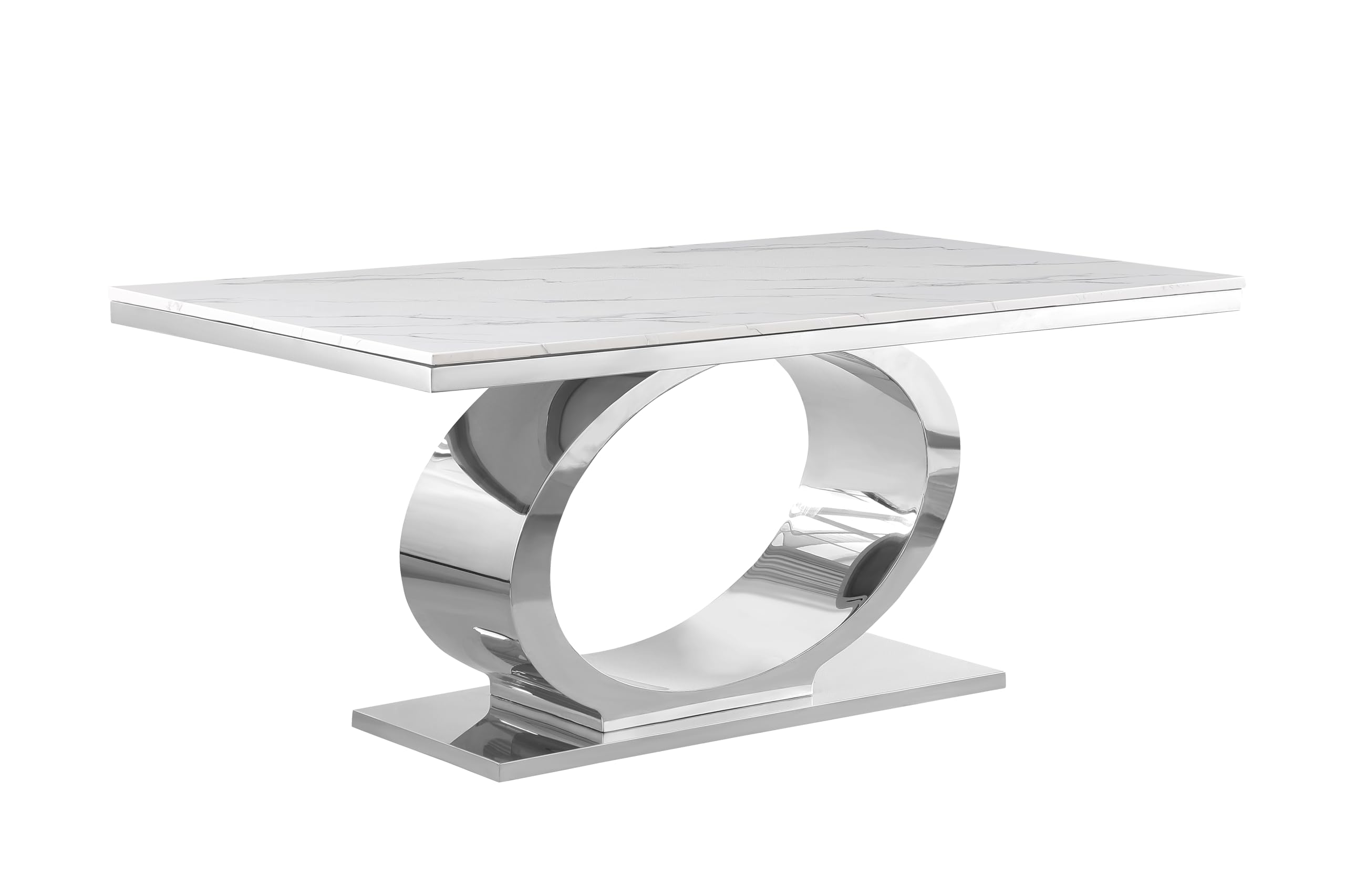 Best Quality Furniture D430-Dt Dining Table, 68-Inch, White/Silver
