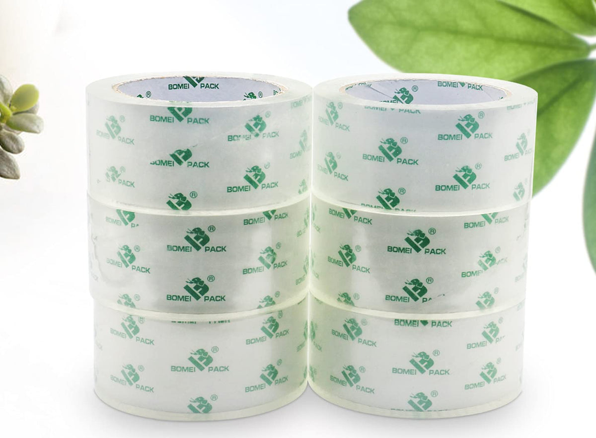 Bomei Pack Crystal Clear Packing Tape, Packaging Tape Refill Rolls, 6 Rolls 2Mil X1.88 60 Yards For Sealing, Moving, Shipping, O