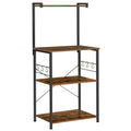 VASAGLE Kitchen Storage, Bakers Rack, Coffee Bar, 3-Tier Shelf, 6 S-Hooks, for Microwave, Spice Jars, Pots and Pans, Industrial,