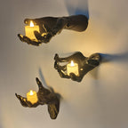 DAZONGE Halloween Decorations, Pack of 3 Wall Mounted Creepy Reaching Hands with Lighted Candles, Life-Sized Horror Hands for Go