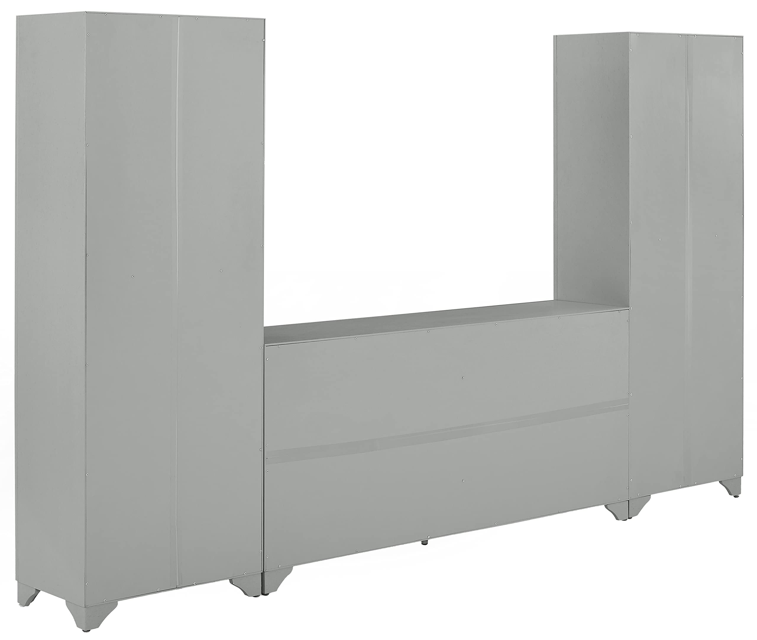 Crosley Furniture Tara 3-Piece Modern Farmhouse Sideboard Buffet Cabinet and Kitchen Storage Pantry Set, Distressed Gray