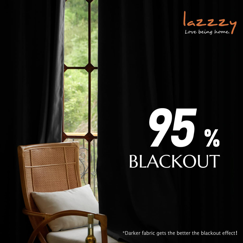 Lazzzy Velvet Blackout Curtains Black Thermal Insulated Drapes For Bedroom Living Room Darkening Window Treatments Super Soft Luxury Grommet 84 Inches Long 2 Panels