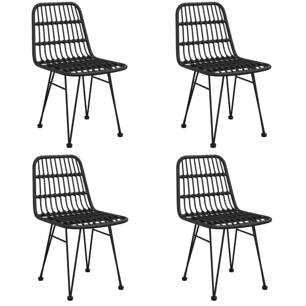 vidaXL - 5 Piece Patio Dining Set | Black Poly Rattan - Durable Material with Steel Frame - Tempered Glass Tabletop - Comfortable Dining Chairs with Backrests - Suitable for Outdoor and Indoor Use