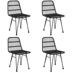 vidaXL - 5 Piece Patio Dining Set | Black Poly Rattan - Durable Material with Steel Frame - Tempered Glass Tabletop - Comfortable Dining Chairs with Backrests - Suitable for Outdoor and Indoor Use