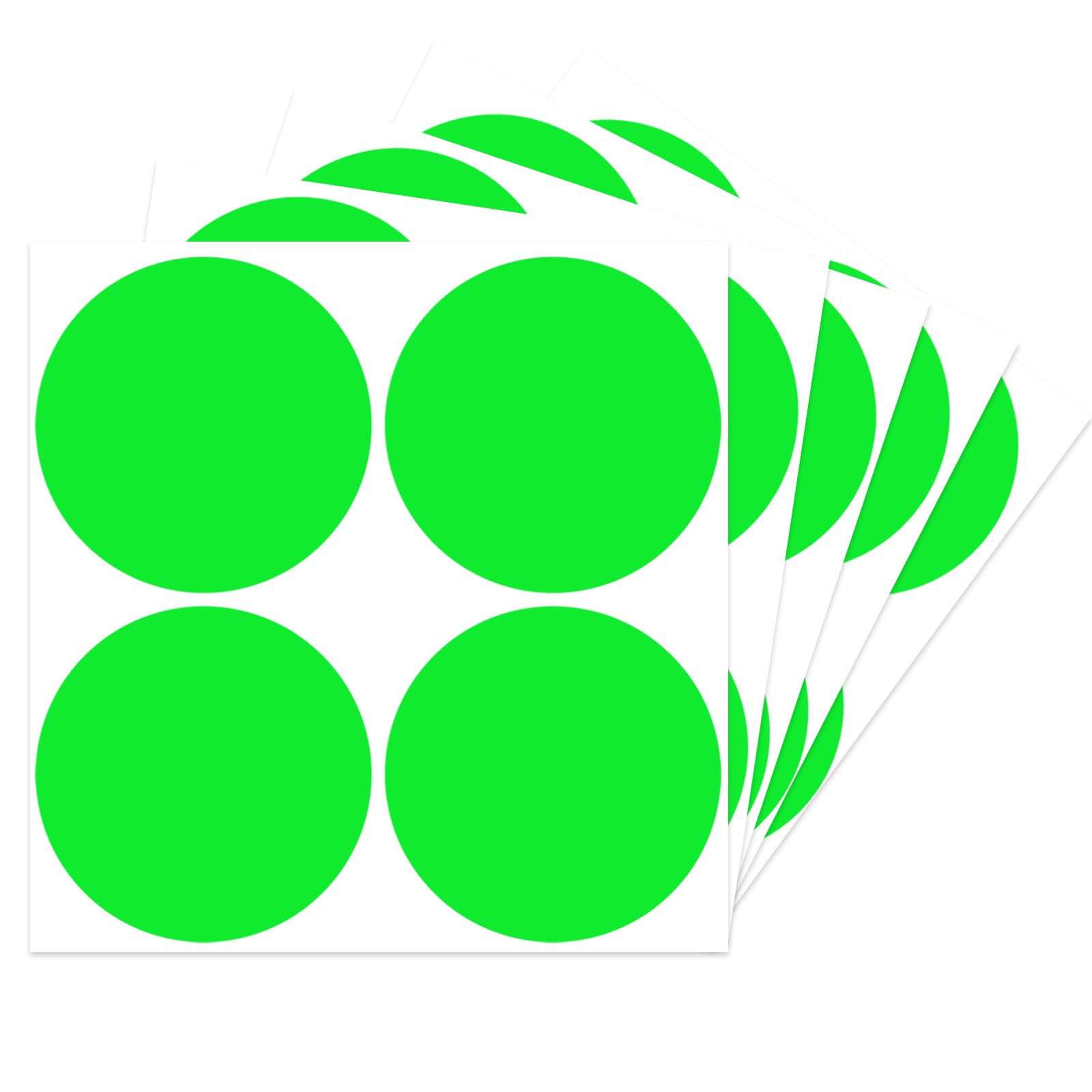Starliboo Fluorescent Green Dot Stickers, 3 Inch Removable Circle Stickers, Writable Colored Dot Stickers For Garage Sale Sticke