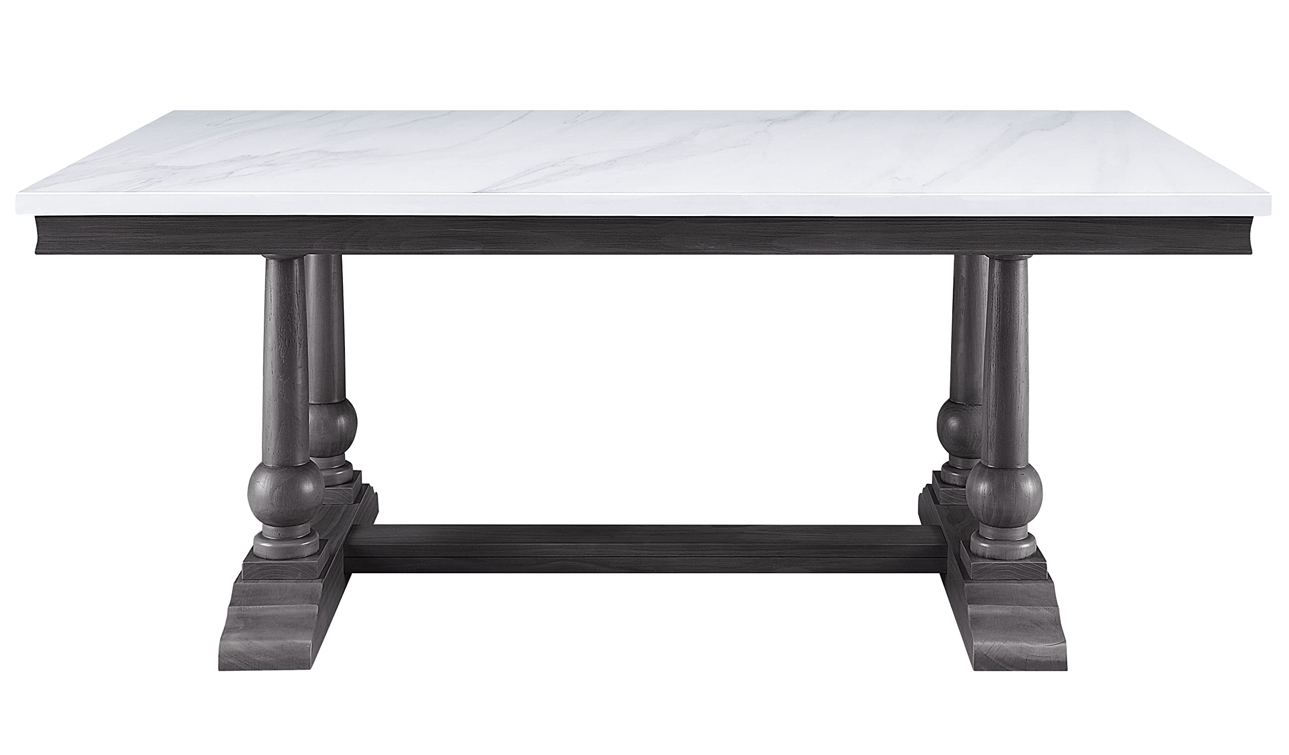 Acme Yabeina Dining Table in Marble Top and Gray Oak Finish