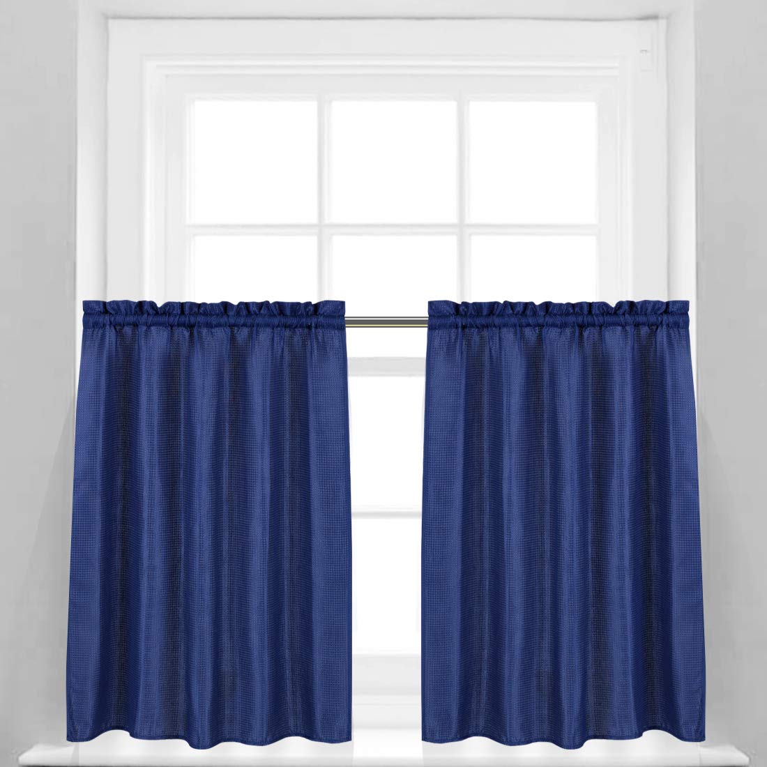 Valea Home Waffle Weave Textured Bathroom Window Curtains Water Repellent Short Curtains Window Covering Half Window Curtains Ki