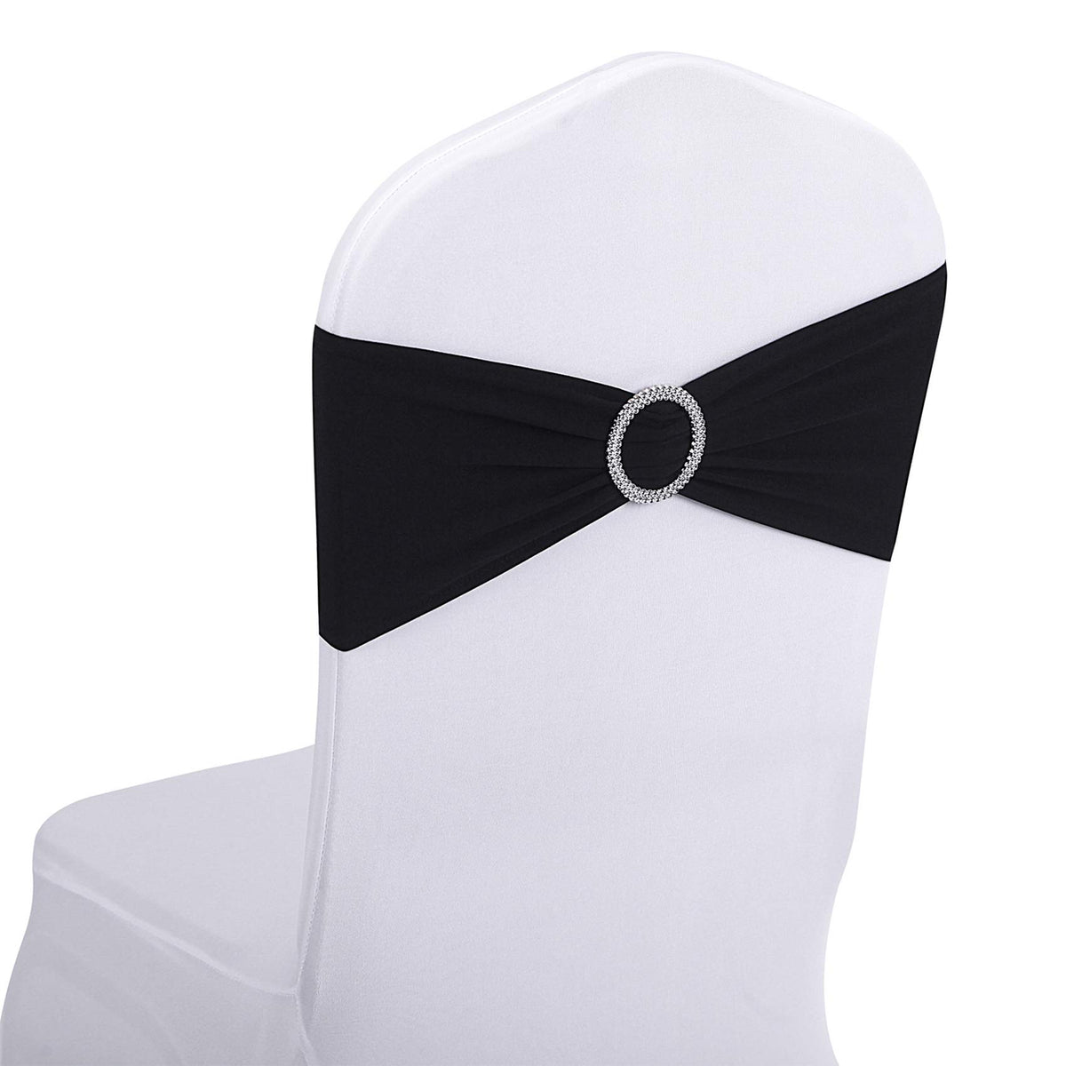 Peomeise 25Pcs Burgundy Spandex Chair Sashes With Buckle Slider For Wedding, Party Decoration