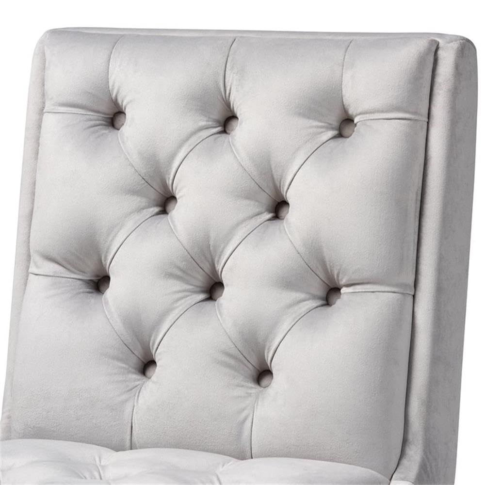 Baxton Studio Gregory Modern Transitional Light Grey Velvet Fabric Upholstered And Dark Brown Finished Wood 2-Piece Swivel Bar S