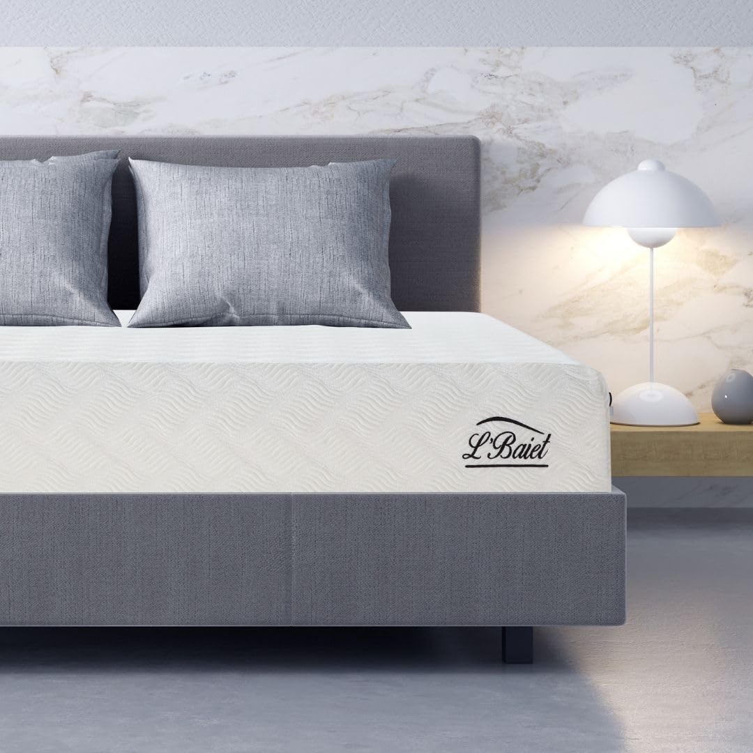 LBaiet 8    Gel Memory Foam Mattress, King Size/Bed in a Box/Medium Firm/Breathable Cooling-Gel Comfort Technology/Pressure Reli