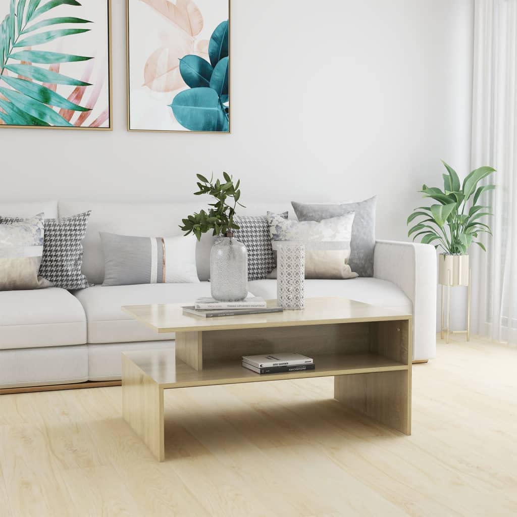 vidaXL Coffee Table Sonoma Oak 35.4"x23.6"x16.7" Engineered Wood