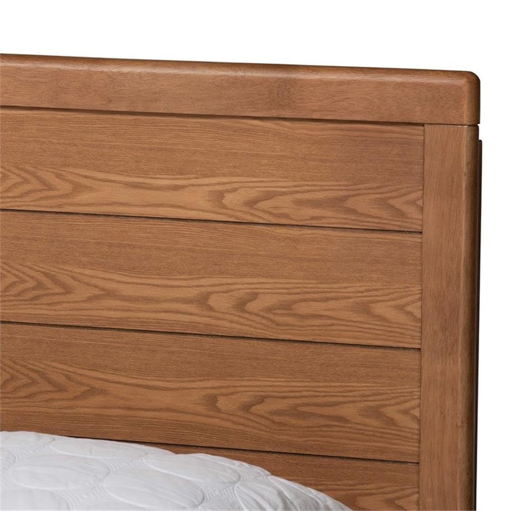 Baxton Studio Daina Mid-Century Modern Ash Walnut Finished Wood Full Size Platform Bed