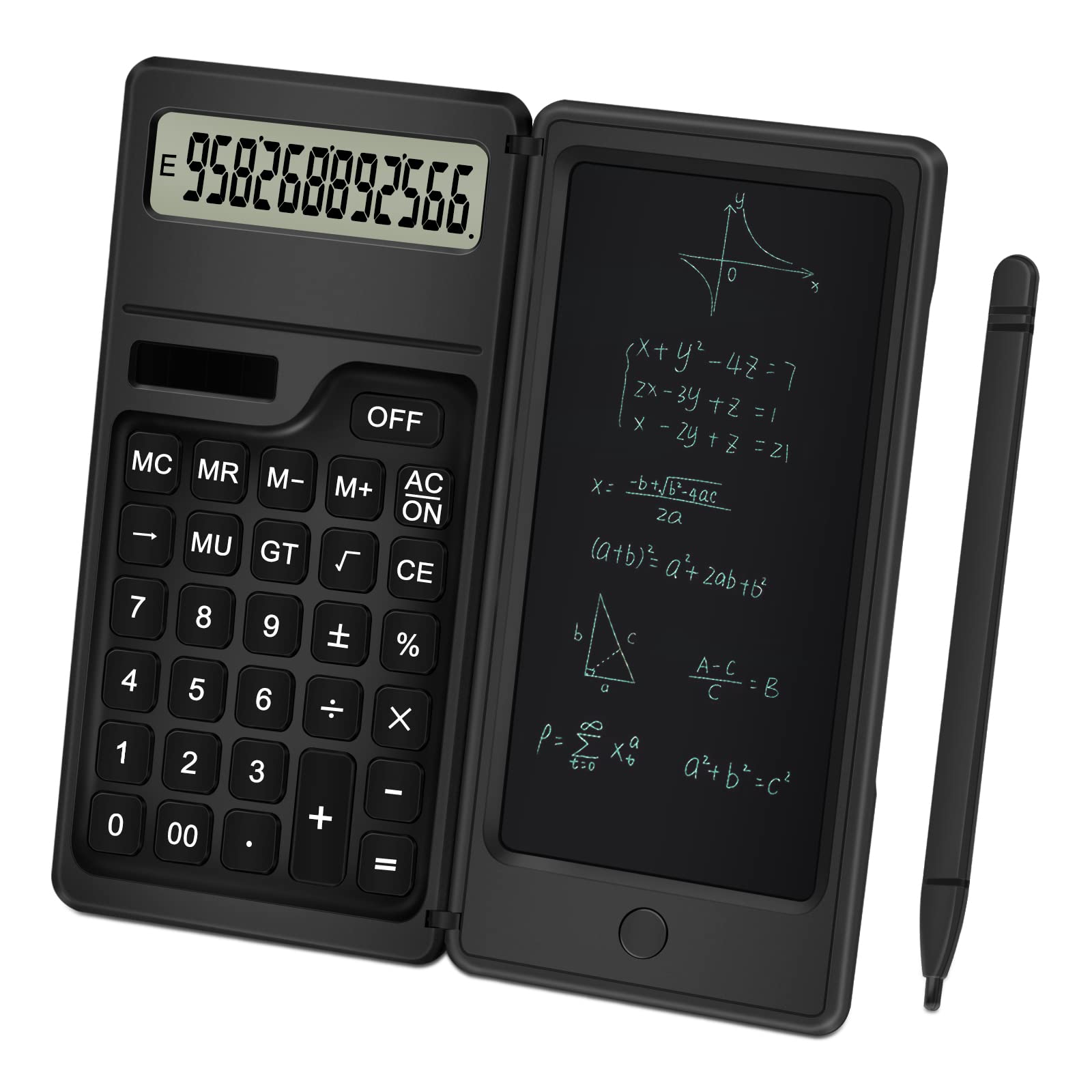 Calculator With Notepad, Trelc 12 Digits Lcd Display Solar Desktop Calculator, Support Solar And Battery, Multi-Function Portabl