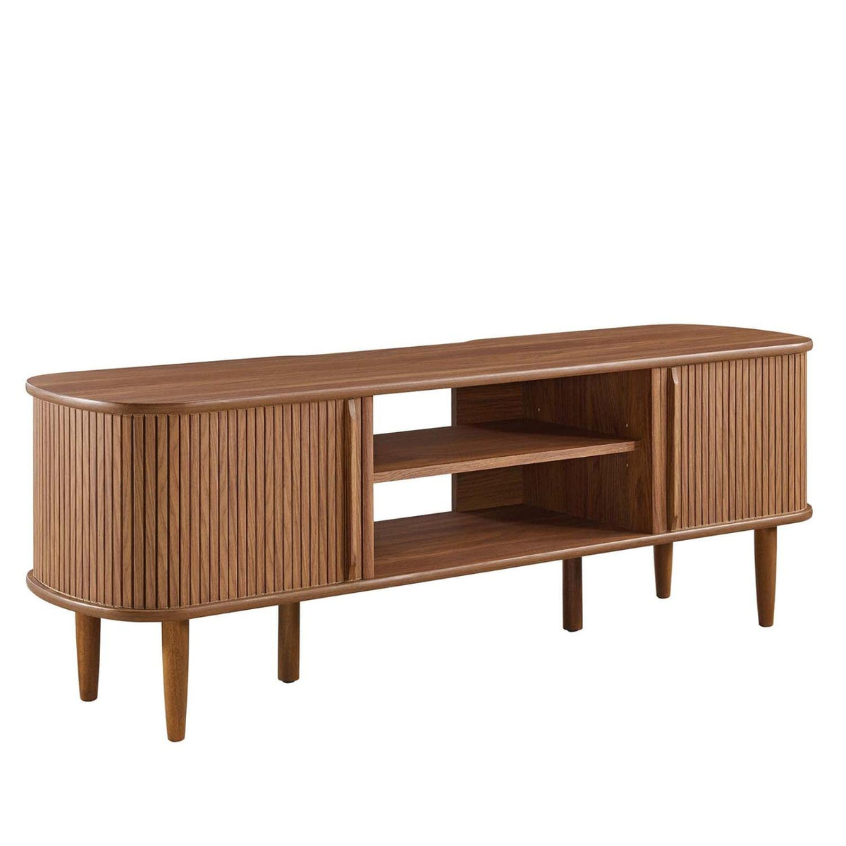 Modway Contour Mid-Century Modern Media Tv Stand In Walnut, 15 X 54.5 X 18.5