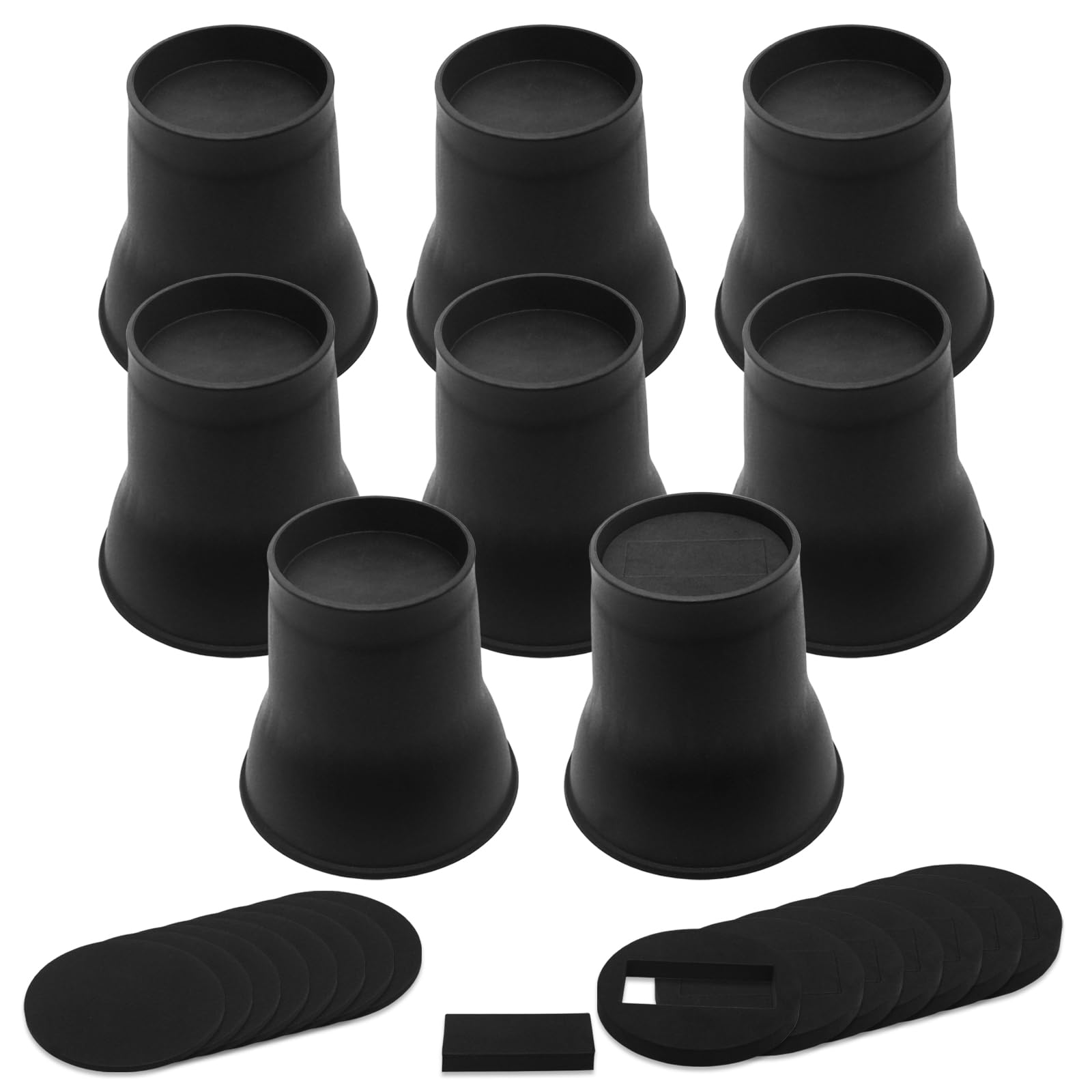 Hanihua 8 Pack Bed Risers 6 Inch Heavy Duty Black Furniture Risers, Bed Lifts Risers For Bed, Table, Couch, Desk, Bed Frame Rise