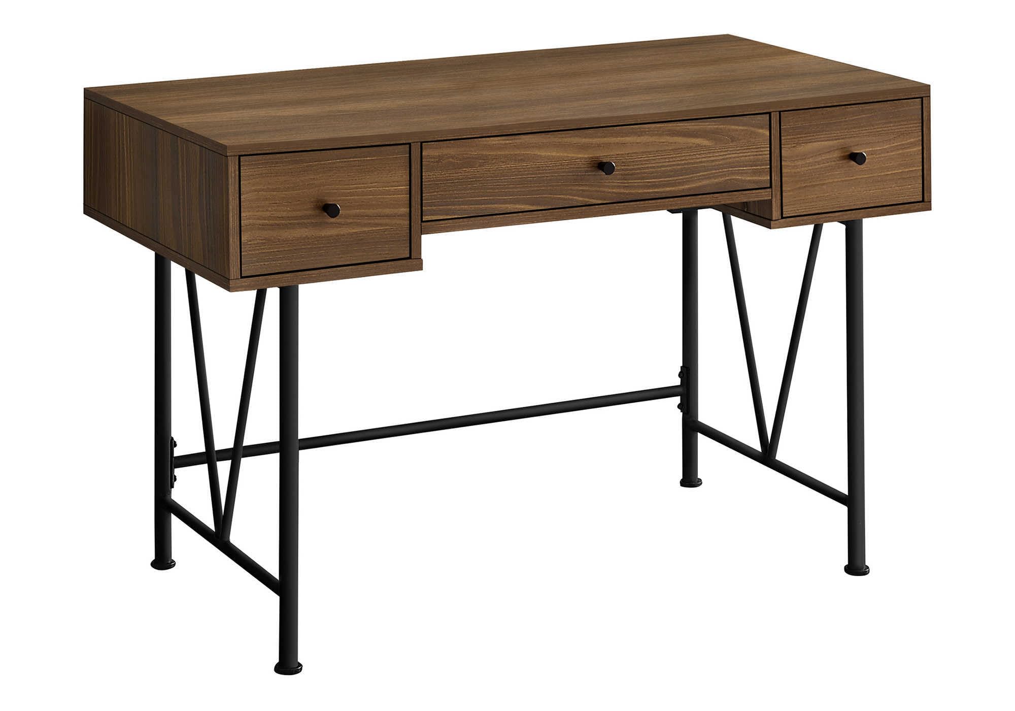 Monarch Specialties 7670 Computer Desk, Home Office, Laptop, Storage Drawers, 48 L, Work, Metal, Laminate, Walnut, Black, Transi