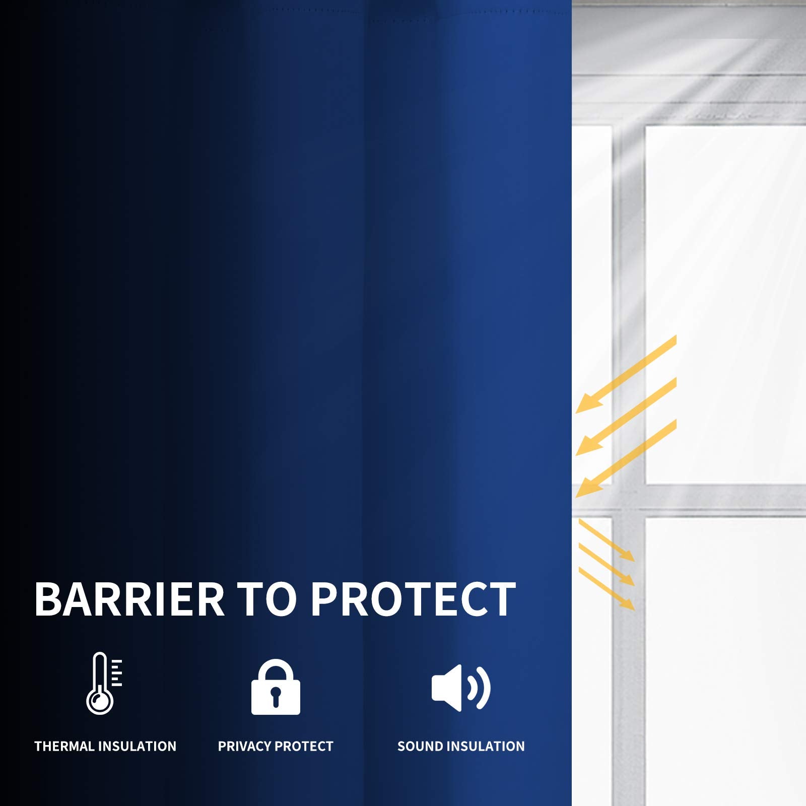 Easy-Going Blackout Curtains For Bedroom, Solid Thermal Insulated Grommet And Noise Reduction Window Drapes, Room Darkening Curtains For Living Room, 2 Panels(52X63 In,Classic Blue)