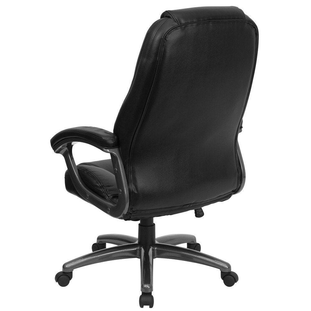 Flash Furniture Jules High Back Black Leathersoft Executive Swivel Ergonomic Office Chair With Deep Curved Lumbar And Arms