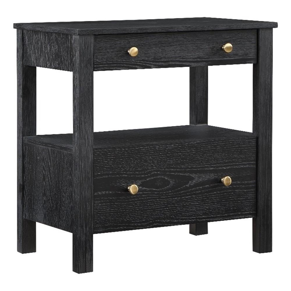 Comfort Pointe Delano Black Finish Wood 2-Drawer Modern Storage Nightstand