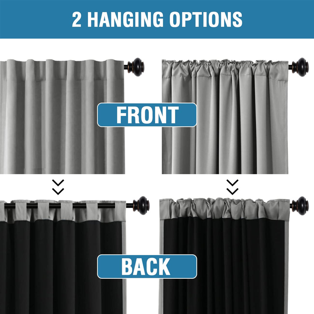 H.Versailtex 100% Blackout Curtains For Bedroom With Black Liner Full Room Darkening Curtains 96 Inches Long Thermal Insulated B