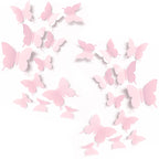 Cute Pink Butterfly Wall Decor 24 Pcs, Girls Room Wall Decals, Danish Pastel Aesthetic Butterflies Stickers For Nursery Decorati