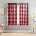 Bapawfish Red Gingham Buffalo Plaid Window Curtain Panel 63 Inches Length,Burgundy Buffalo Check Rod Pocket Window Treatment,Rus