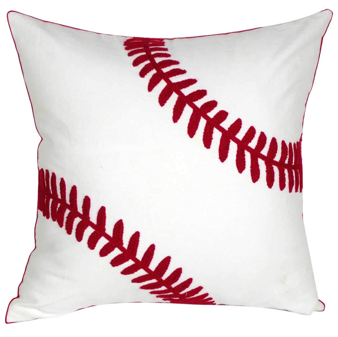 Decopow Embroidered Baseball Throw Pillow Cover,Square 18 Inch Decorative Canvas Pillow Cover For Baseball Room Decor(Cover Only