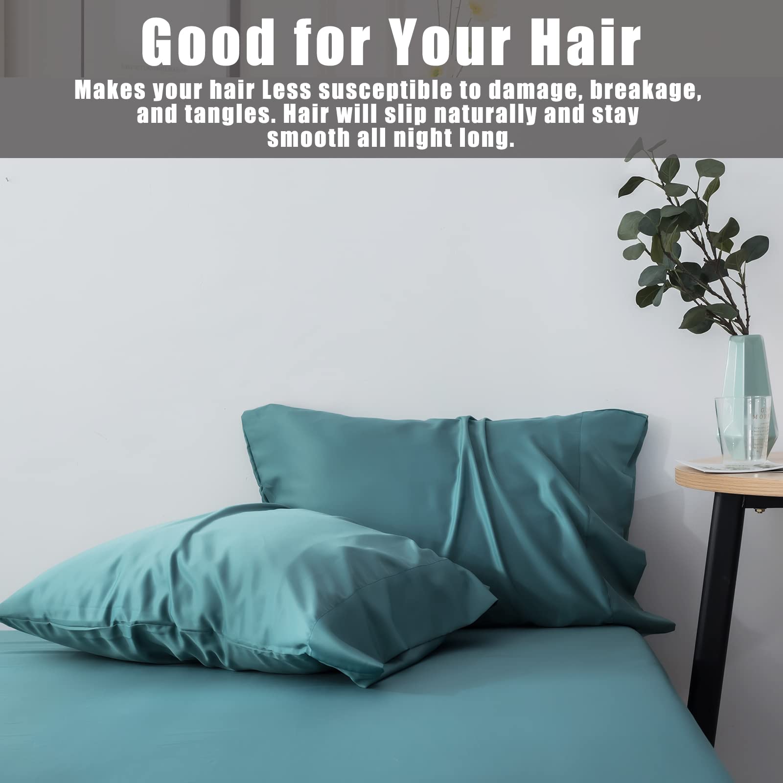 Teal Pillow Cases Queen Size 2 Pack, Bamboo Rayon Cooling Pillowcases With Envelope Closure, Cool Breathable Pillow Case For Hot