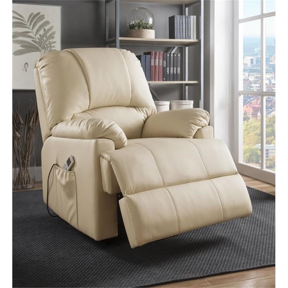 Acme Ixora Faux Leather Upholstered Recliner with Power Lift in Beige