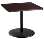 National Public Seating Nps 36&Quot; Square Cafe Table With Round Base, 30&Quot; Height, Particleboard Core/T-Mold, Mahogany Top, Black Frame