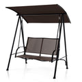 Tangkula 2 Person Porch Swing, Patio Swing With Adjustable Canopy, Comfortable Fabric Seat & Heavy-Duty Steel Frame, Outdoor Canopy Swing For Patio, Garden, Poolside (Dark Brown)