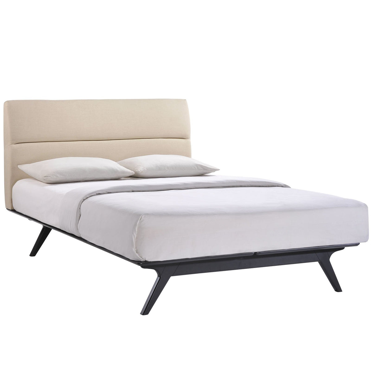 Modway Addison Mid-Century Modern Fabric Upholstered Queen Platform Bed in Black Gray