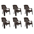 Cello Comfort Plastic Relaxed Armchair, Set Of 6 (Ice Brown)