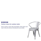 Flash Furniture Luna Commercial Grade Silver Metal Indoor-Outdoor Chair with Arms