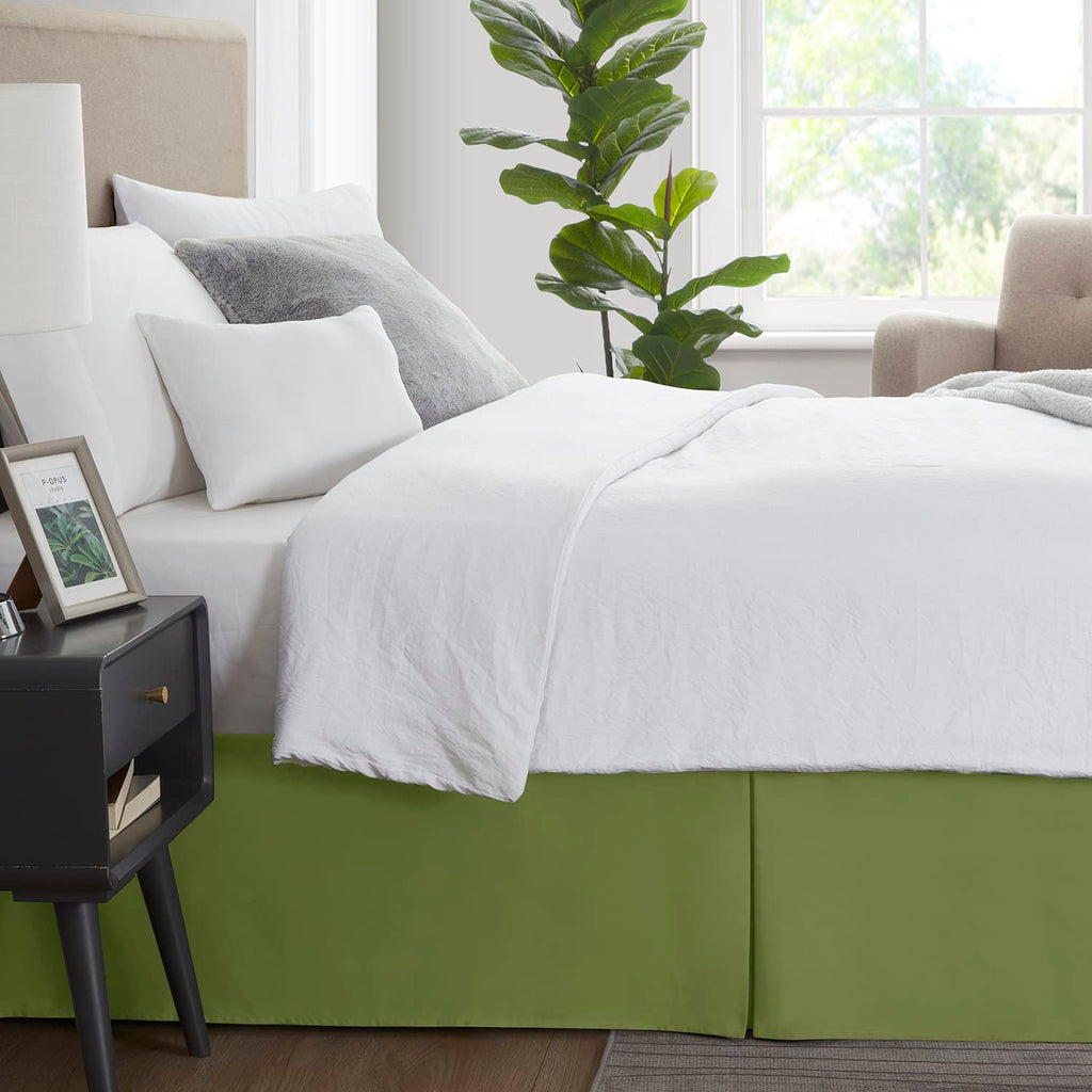 Nestl Calla Green Bed Skirt Cal King Size - Cal King Bed Skirt 14 Inch Drop - Brushed Microfiber Bed Skirts - Hotel Quality Pleated Bed Skirt - Shrinkage & Fade Resistant