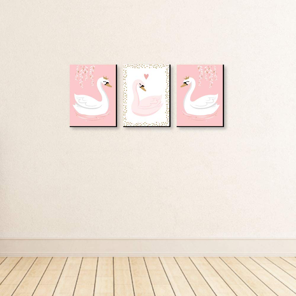 Big Dot Of Happiness Swan Soiree - White Swan Nursery Wall Art And Kids Room Decorations - Gift Ideas - 7.5 X 10 Inches - Set Of