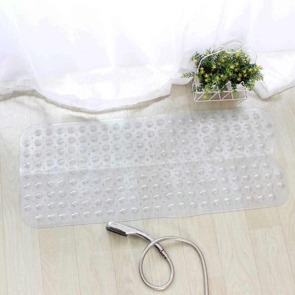 WHOLE MART Plastic Bath/Shower Mat with Suction Cup (Transparent, Standard size)