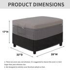 Easy-Going Outdoor Ottoman Cover, Waterproof Patio Ottoman Cover, Heavy Duty Outdoor Furniture Cover With Padded Handles (28'X22'X17', Gray/Black)