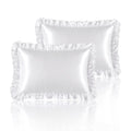 Hommxjf Silky Satin Ruffled Pillow Cases For Hair And Skin,White Silk Pillowcases Queen Set Of 2 With Envelope Closure Princess