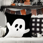 Jxzygmd Halloween Pillow Cover 18X18 Set Of 2 Ghost Halloween Lumbar Pillow Covers Decorations Outdoor Halloween Pillows Decorat